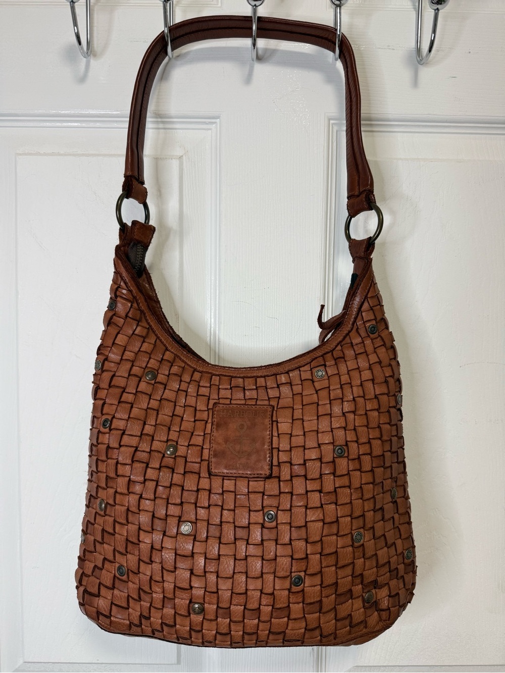 HARBOUR 2nd Braided leather shoulder bag Tuula model from in cognac color